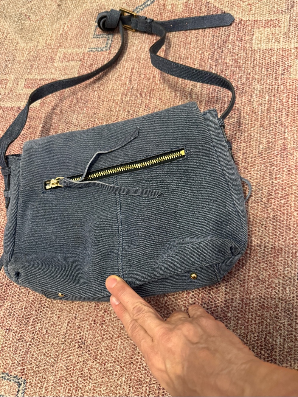 Aimee Kestenberg Bali gold over crossbody blue denim bag gold accents l - Picture 11 of 13